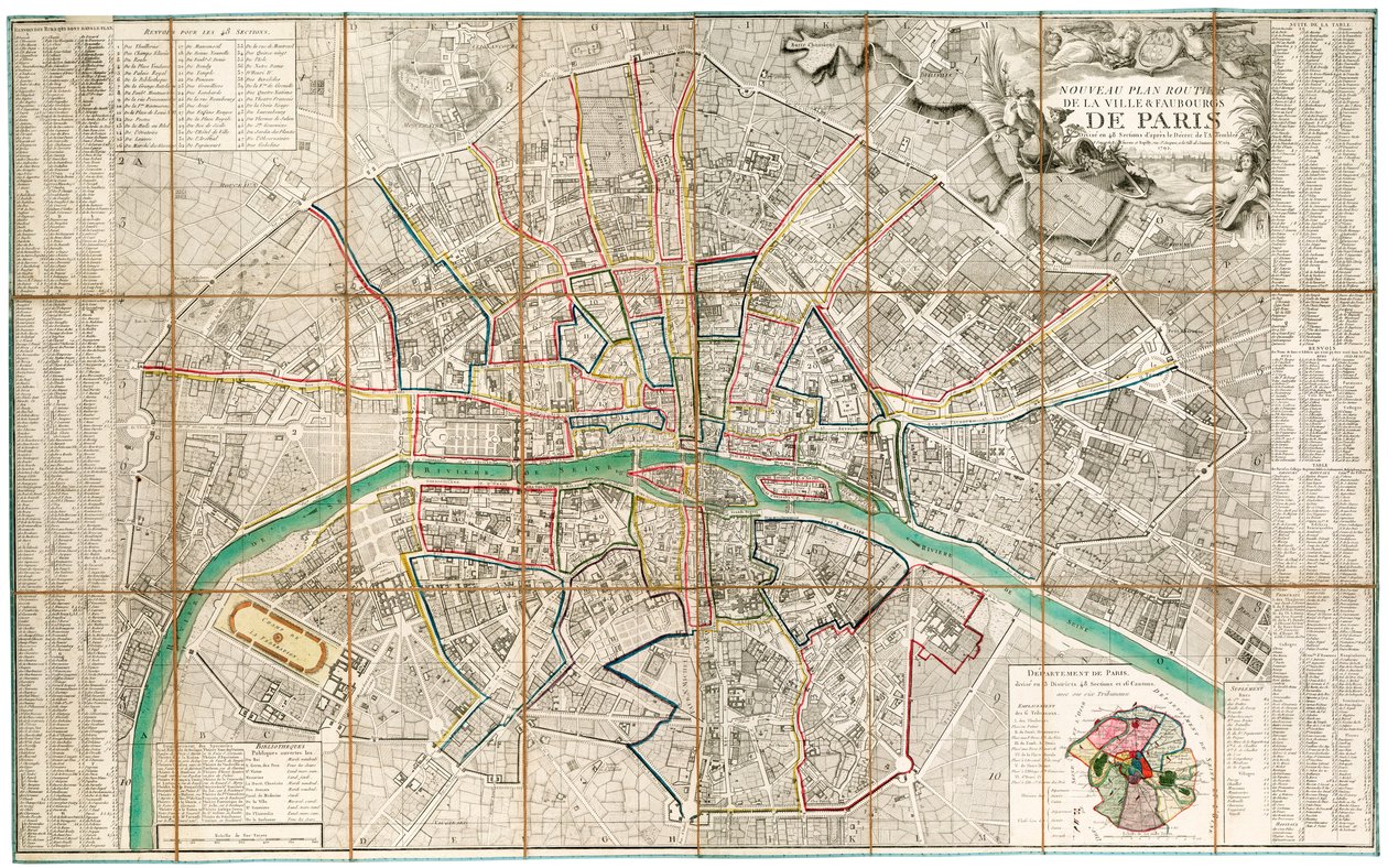 Mapa Paryża autorstwa French School