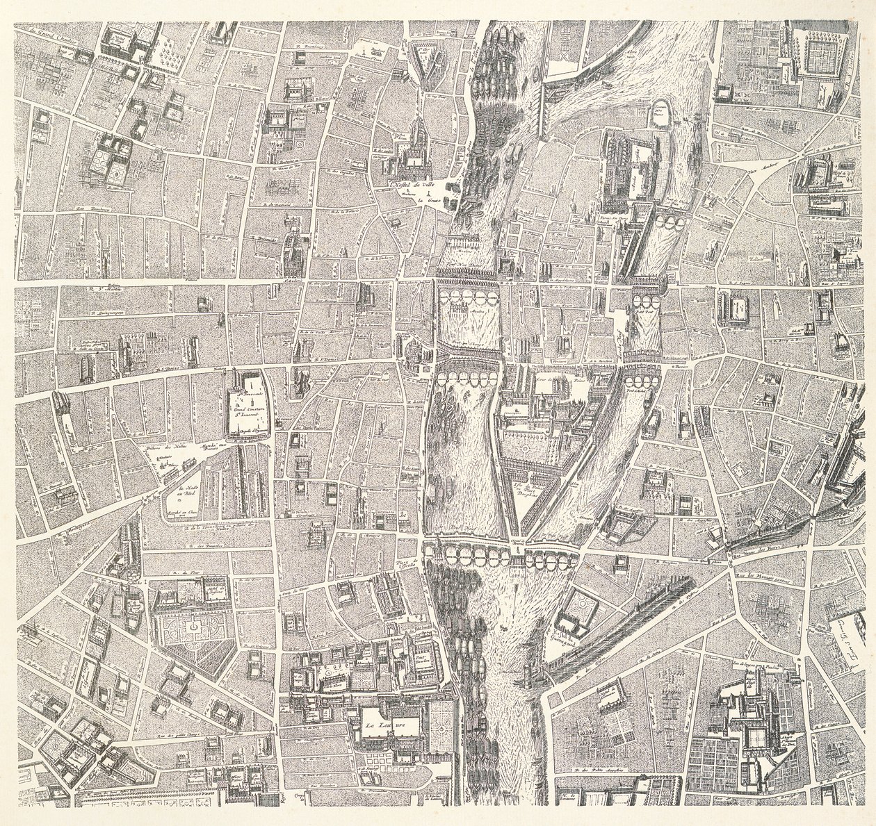 Mapa Paryża przedstawiająca Île de la Cité, z Atlasu Paryża autorstwa Jeana de la Caille, 1714 autorstwa French School
