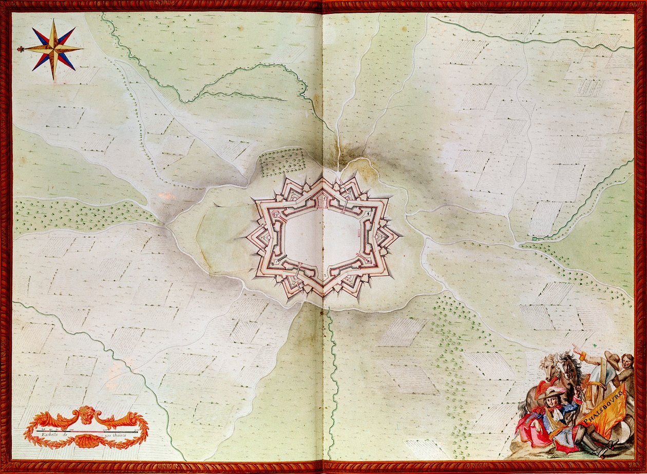 Mapa Phalsbourg, z Atlasu Ludwika XIV autorstwa French School