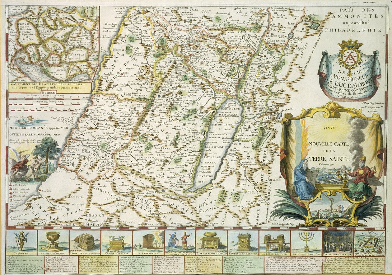 Mapa Ziemi Świętej w czasach Starego Testamentu autorstwa Mons l