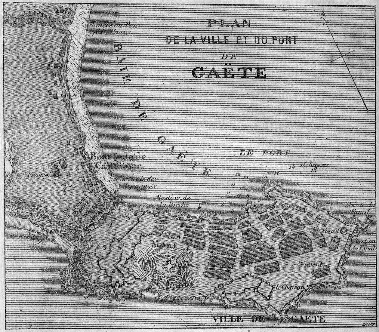 Mapa miasta i portu Gaete (Gaeta), Włochy autorstwa French School