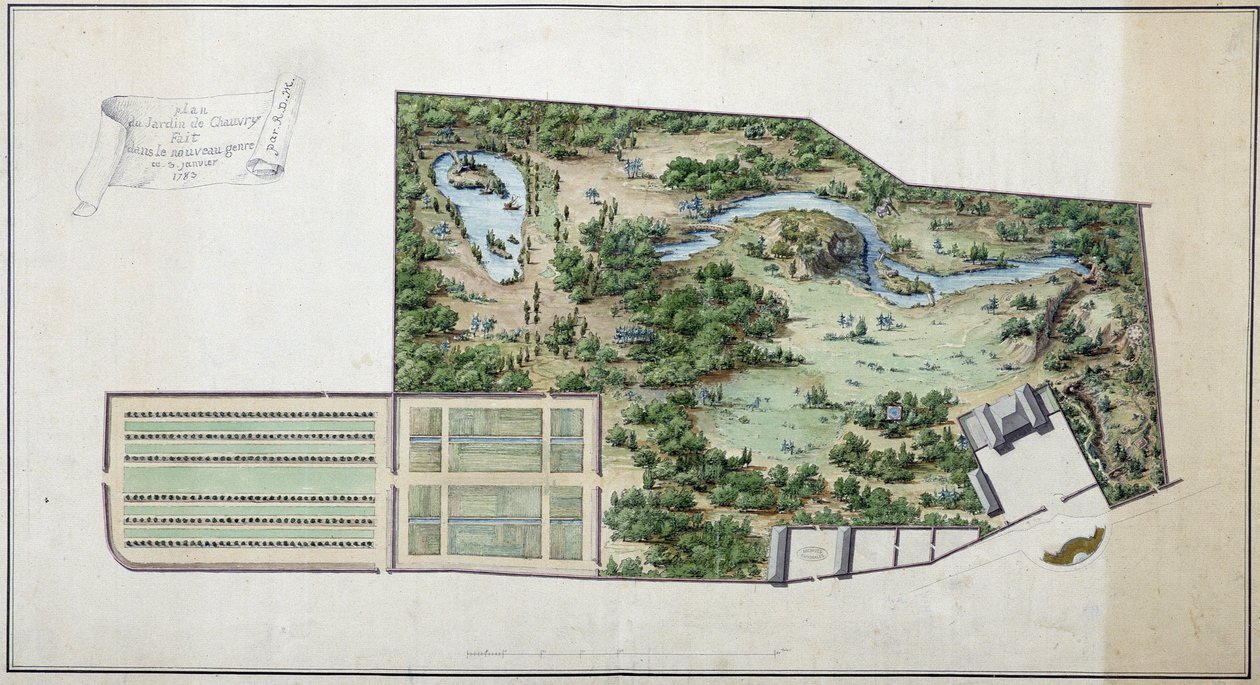 Mapa ogrodu Chanvry (Sekwana i Oise) autorstwa French School