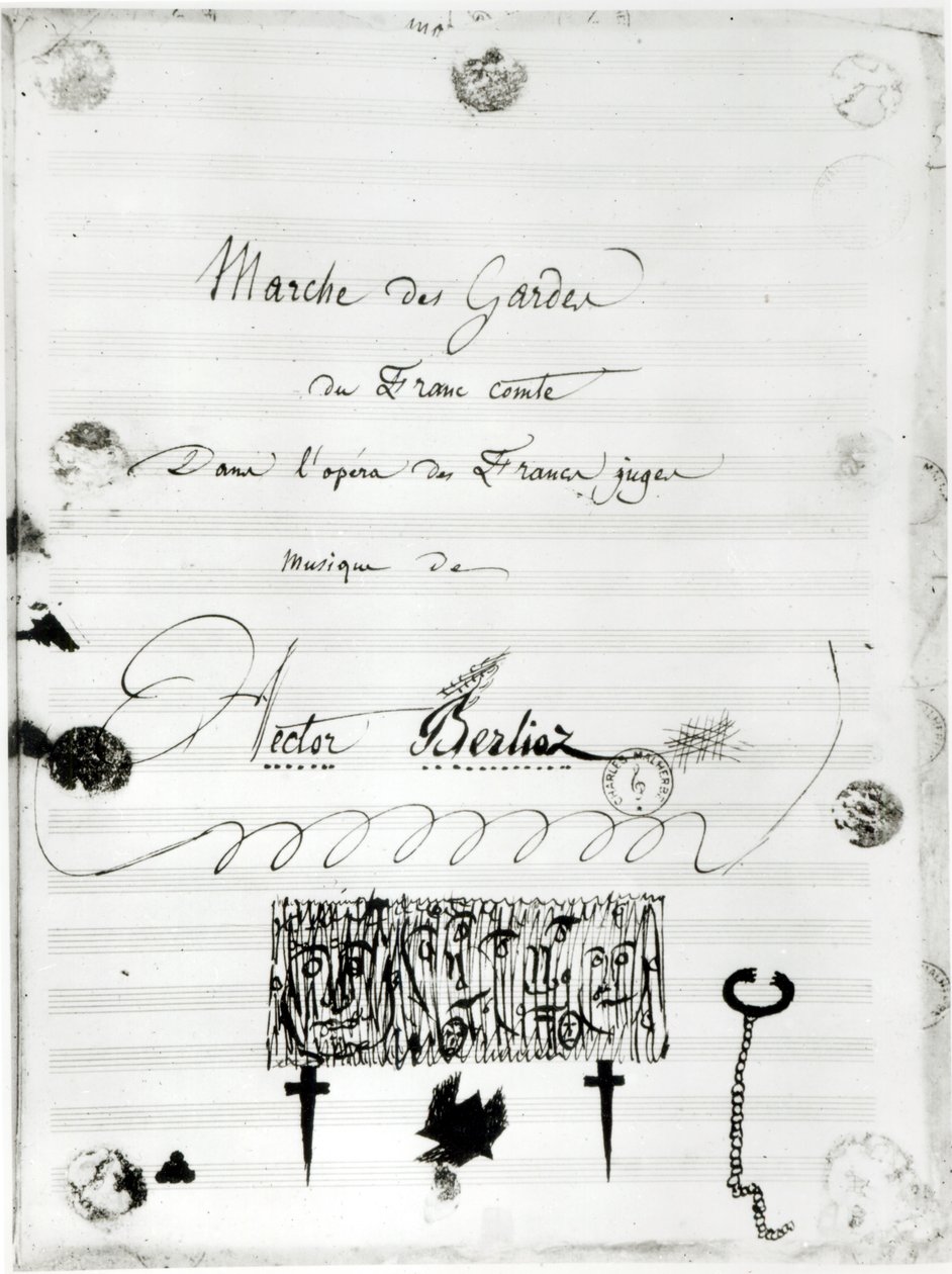 Marsz ogrodów francuskiego komtura" z opery "Francuski jegomość" Hectora Berlioza (1803-69) 1826 (pióro i tusz na papierze) autorstwa French School