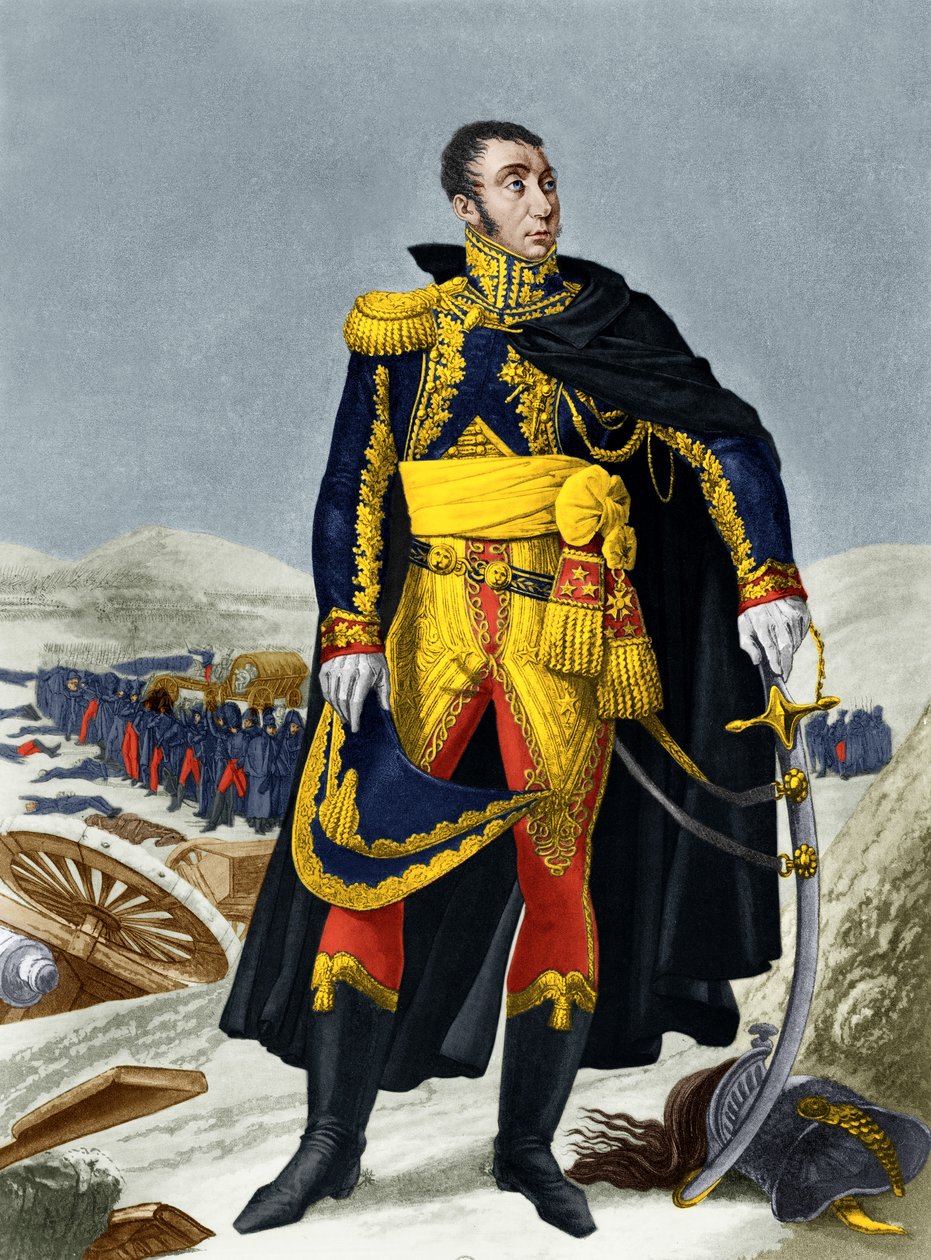 Marechal de Grouchy (kolorowy grawerunek) autorstwa French School