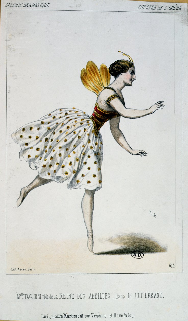 Maria Taglioni (1804-84) jako królowa pszczół w błędnym Le Juif Jacques Fromental Halevy (1799-1862) c.1852 autorstwa French School