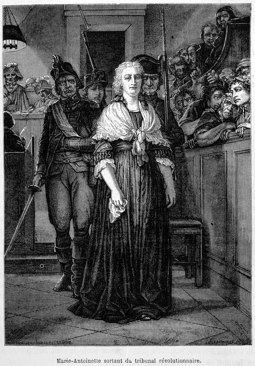 Marie Antoinette opuszczająca trybunał rewolucyjny - grawerowanie - w ""L
