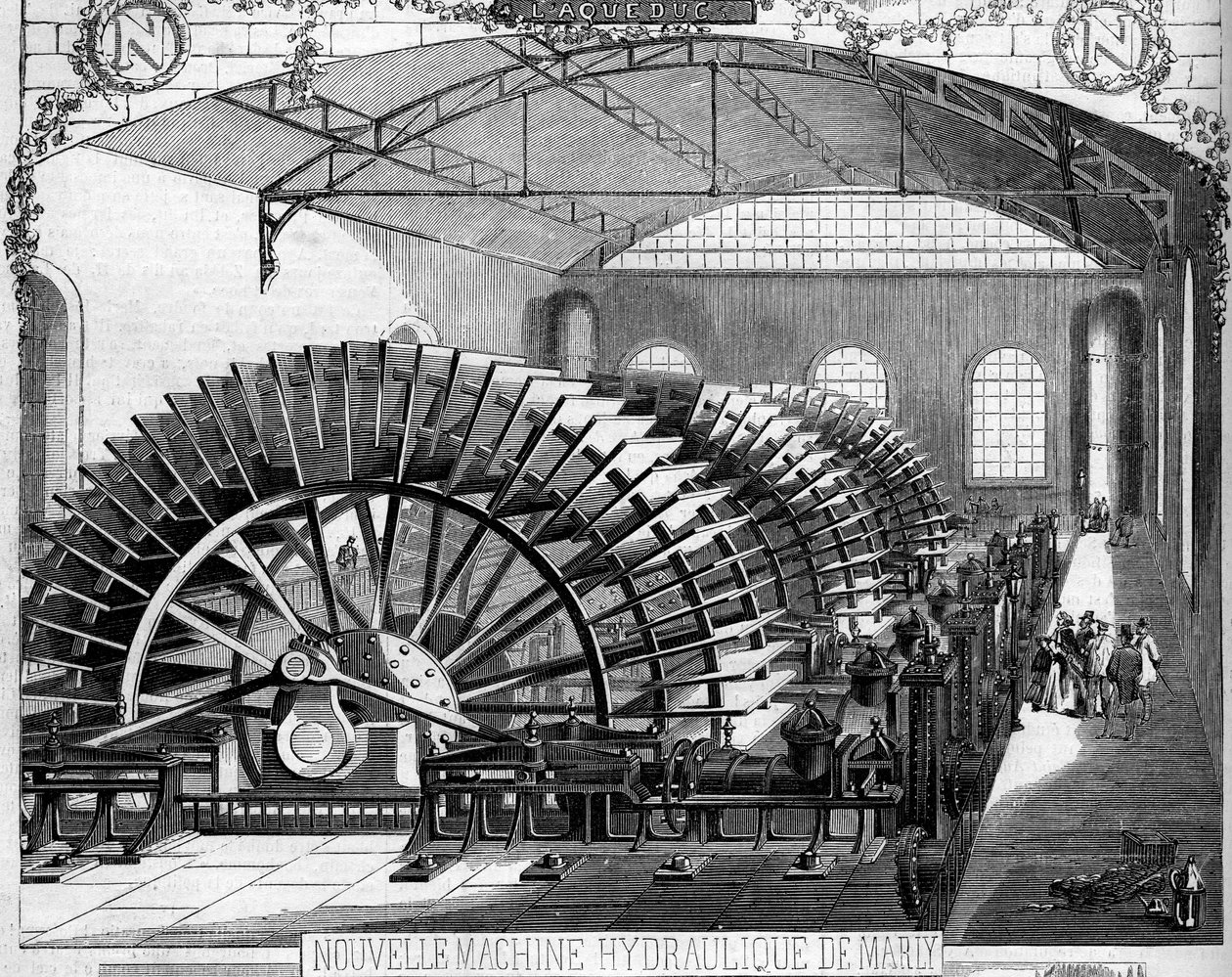 Maszyna hydrauliczna Marly zbudowana przez inżyniera Dufrayera autorstwa French School