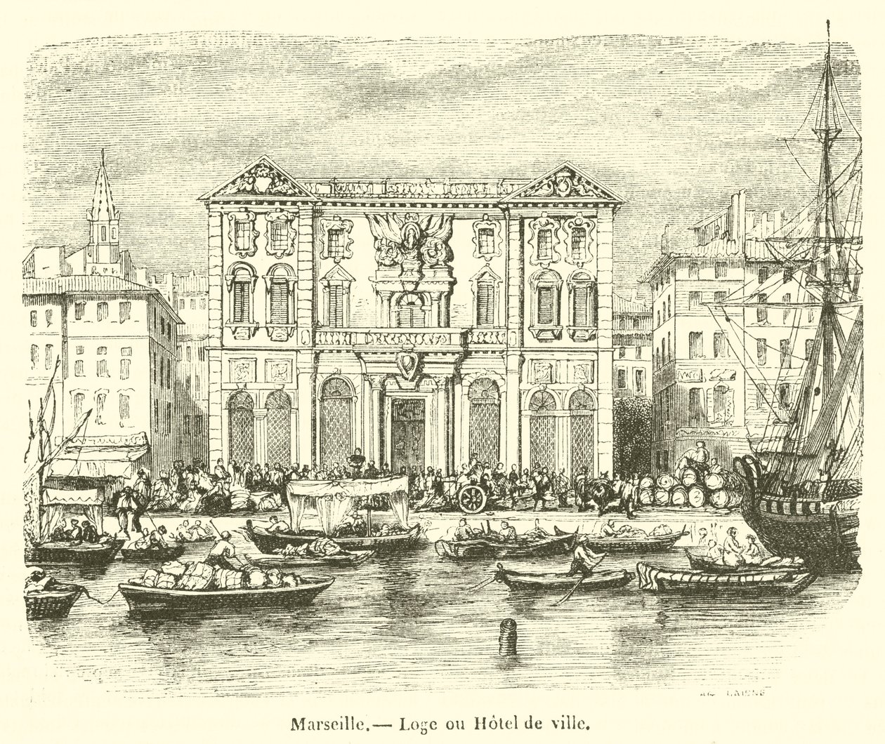 Marsylia, ratusz (grawerunek) autorstwa French School