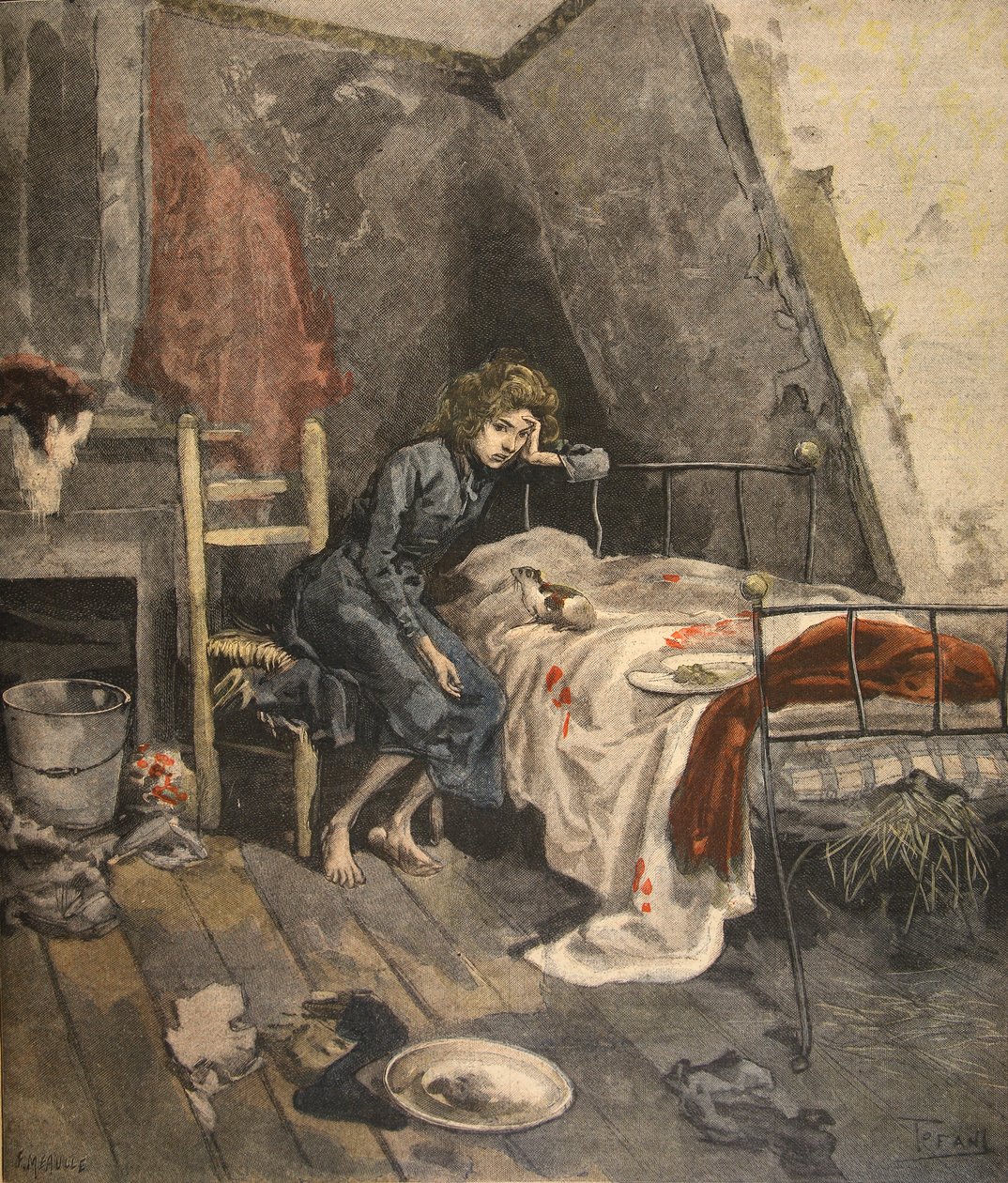 Męczeństwo dziecka: młody Guyon, ilustracja z Le Petit Journal: Supplement illustre, 4 września 1898 autorstwa French School