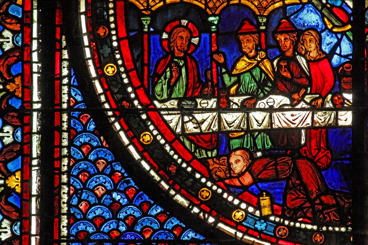 Okno Marii Magdaleny: Maria w domu Simonsa (w46) autorstwa French School