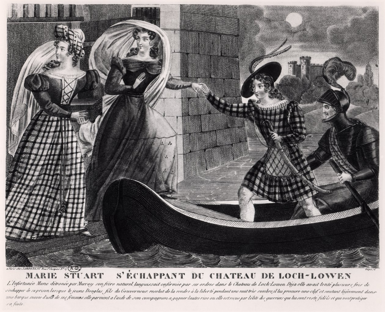 Maria Stuart (1542-87) Ucieczka z zamku Loch Leven autorstwa French School