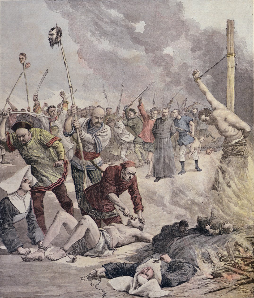 Masakry w Chinach, z Le Petit Journal, 1891 autorstwa French School