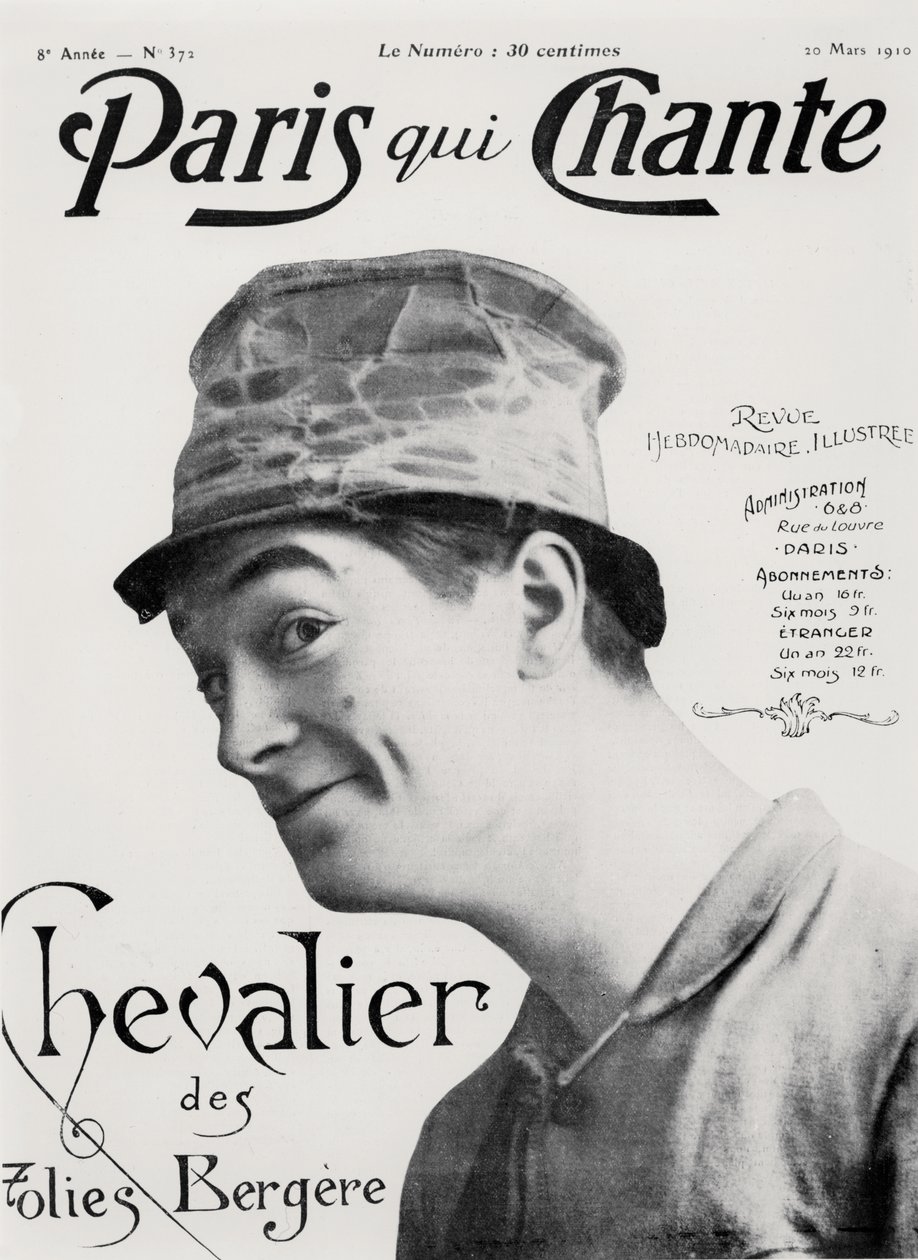 Maurice Chevalier, z filmu "Paris qui Chante", 30 marca 1910 r. (litografia) autorstwa French School
