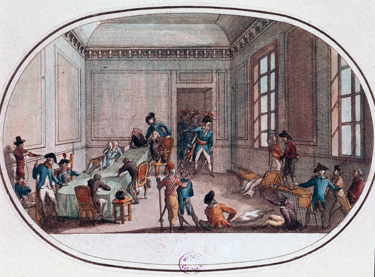 Maximilien de Robespierre kontuzjowany w przedsionku Comite de Salut Public autorstwa French School