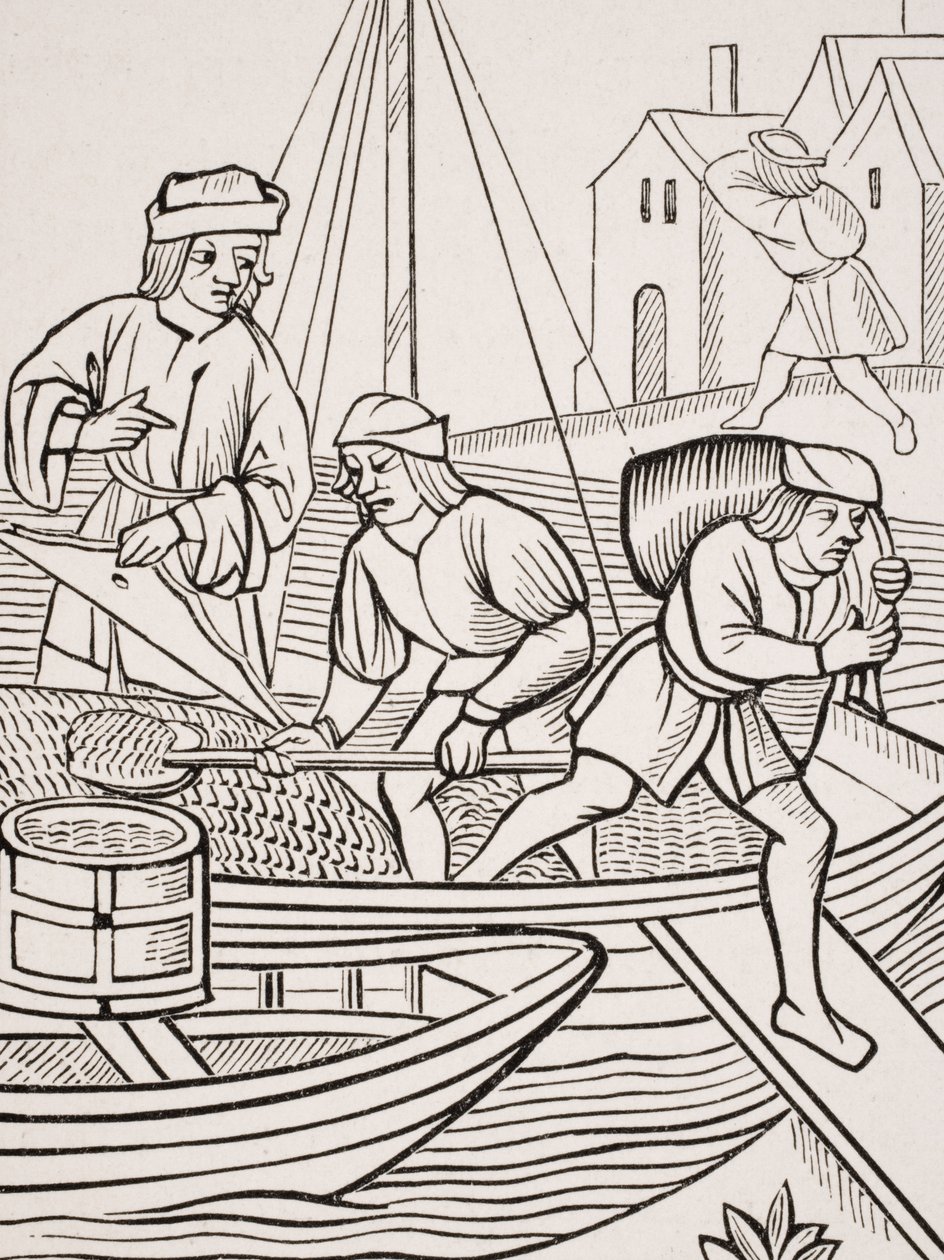 Pomiar soli, według drzeworytu w „Ordonnances de la Prevoste des Marchands de Paris”, 1500, z „Le Moyen Age et La Renaissance” Paula Lacroix (1806-84) opublikowanej w 1847 roku autorstwa French School
