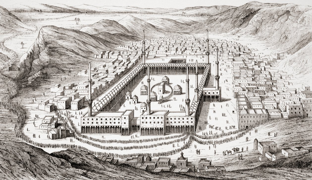 Mekka, Arabia Saudyjska, z Ancient and Modern Universal History, opublikowana w Strasburgu ok. 1860 (rycina) autorstwa French School