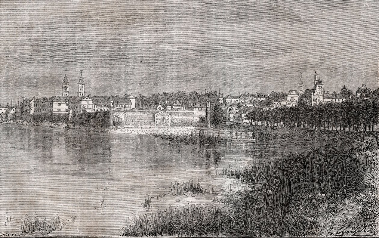 Melun - Ile-de-France - grawer w „La France illustrée: geografia, historia, administracja statystyczna” V.A. Malt-Browna. 1884 autorstwa French School