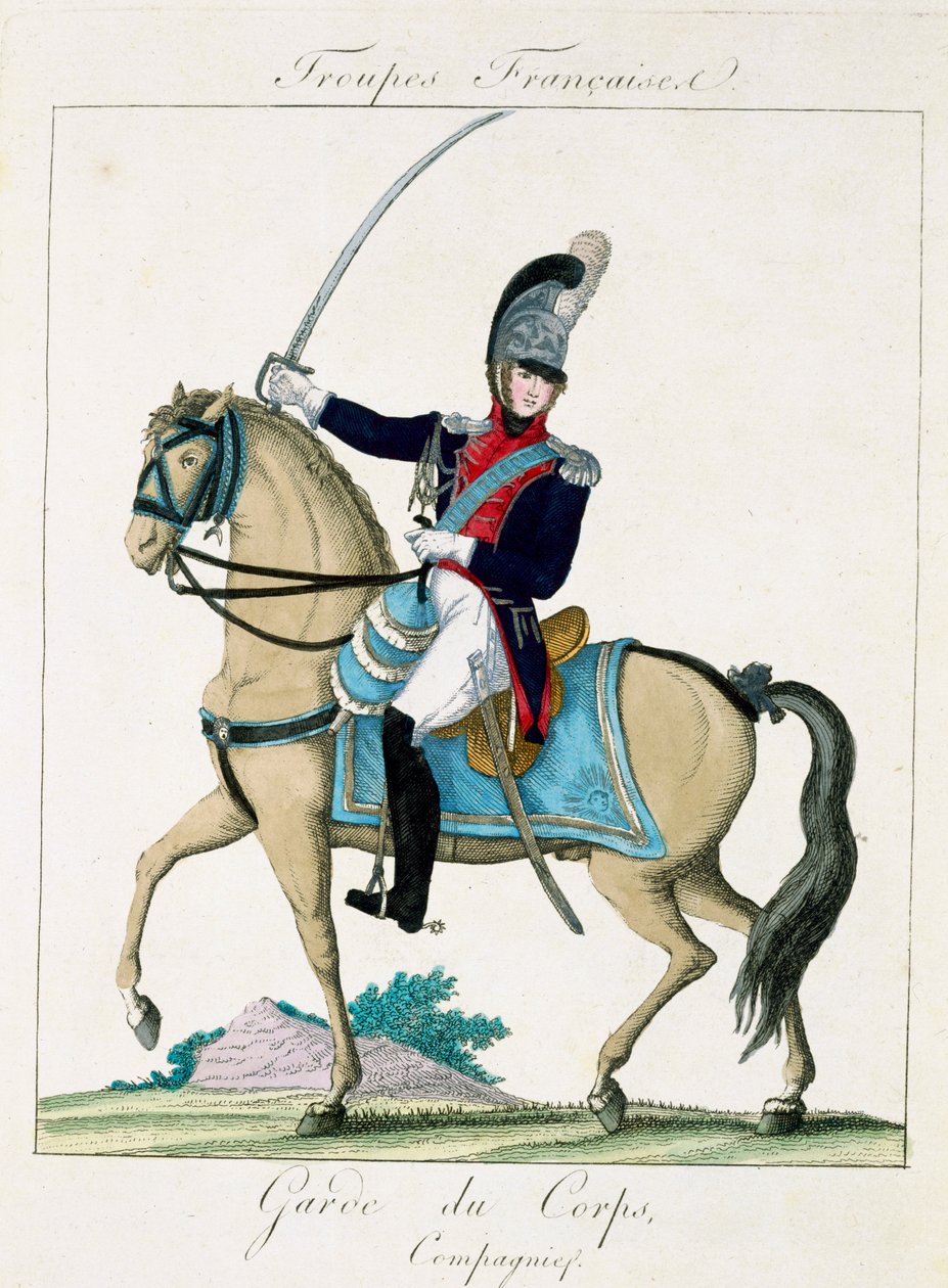 Członek Grd du Corps, z Troupes Francaises, wyd. w Basset, Paryż, c.1790 autorstwa French School