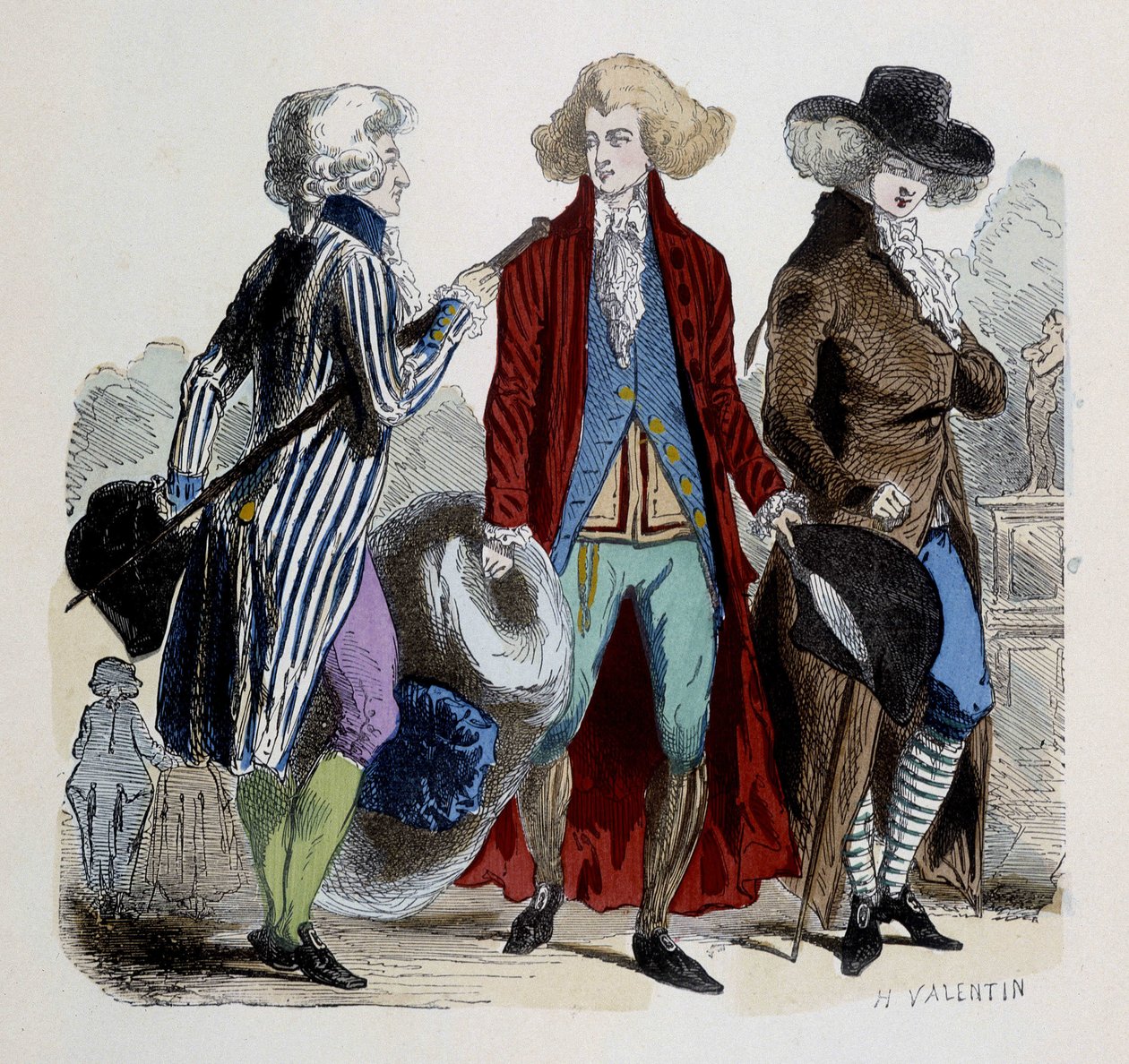 Moda męska w Paryżu w 1787 roku. autorstwa French School