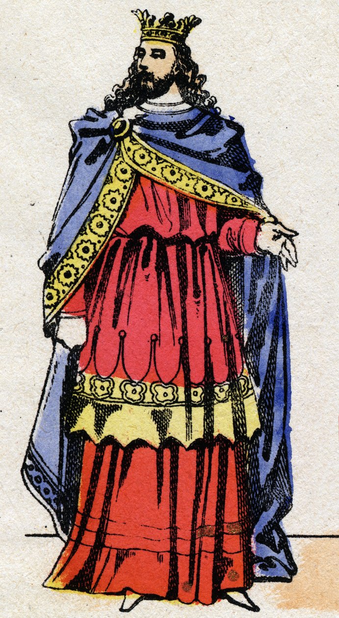 Dynastia Merowingów: Portret Childeryka III (714-755) Król Franków od 743 do 751. Obraz epinal z końca XIX wieku. Prywatna kolekcja. autorstwa French School
