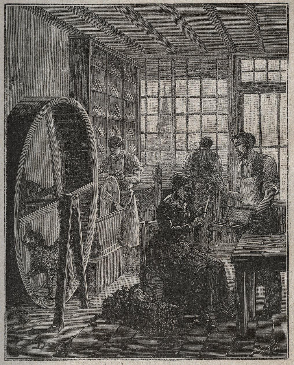 Metier i rzemieślnik: sklep ze sztućcami na prowincji w XIX wieku. Grawer z 1885 roku w „Les arts et metiers illustres” Adolphe BITARD. autorstwa French School