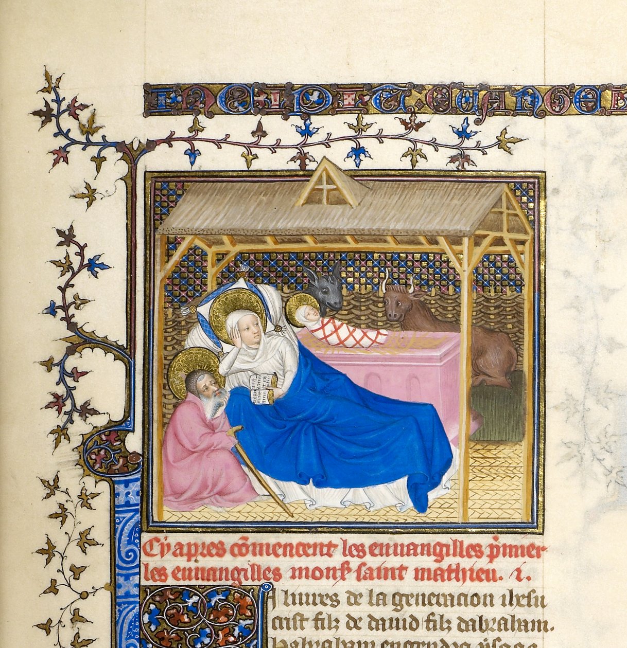 Miniatura przedstawiająca Narodzenie Chrystusa, ok. 1403-1404 (detal z BL6425489) autorstwa French School