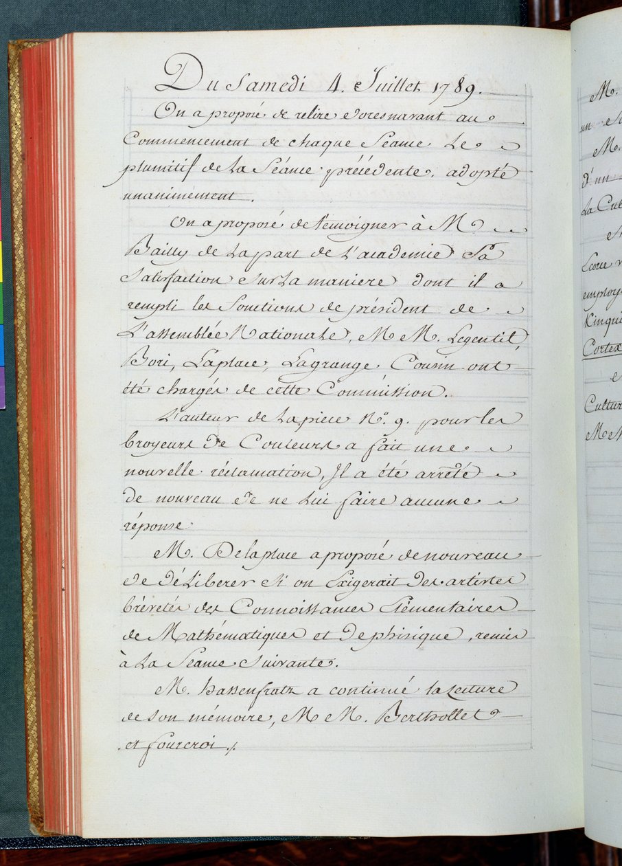 Protokół z posiedzenia Akademii Nauk, 4 lipca 1789 (tusz na papierze) autorstwa French School