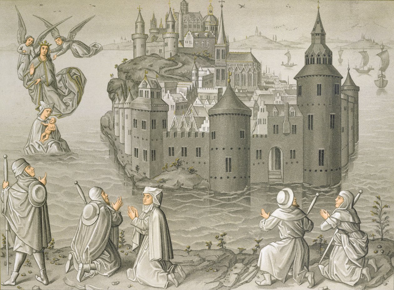 Cud Matki Boskiej ratującej pielgrzymów na Mont Saint-Michel autorstwa French School