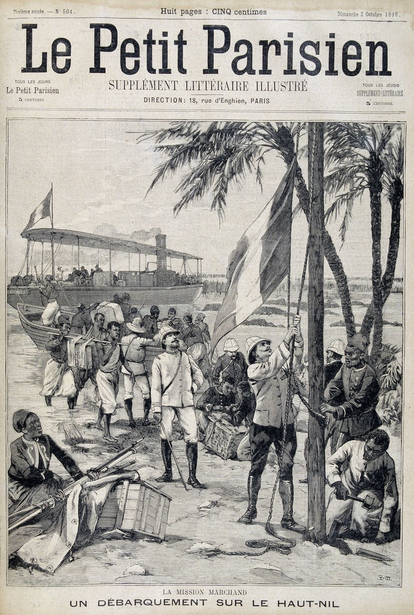 Misja Marchand: lądowanie na górnym Nilu - w „Le Petit Parisien”” od 2.10.1898 (rycina) autorstwa French School