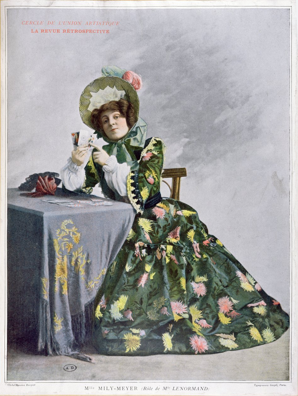 Mlle Mily-Meyer w roli Mlle Le Normand, 1899 (typograwiura) autorstwa French School