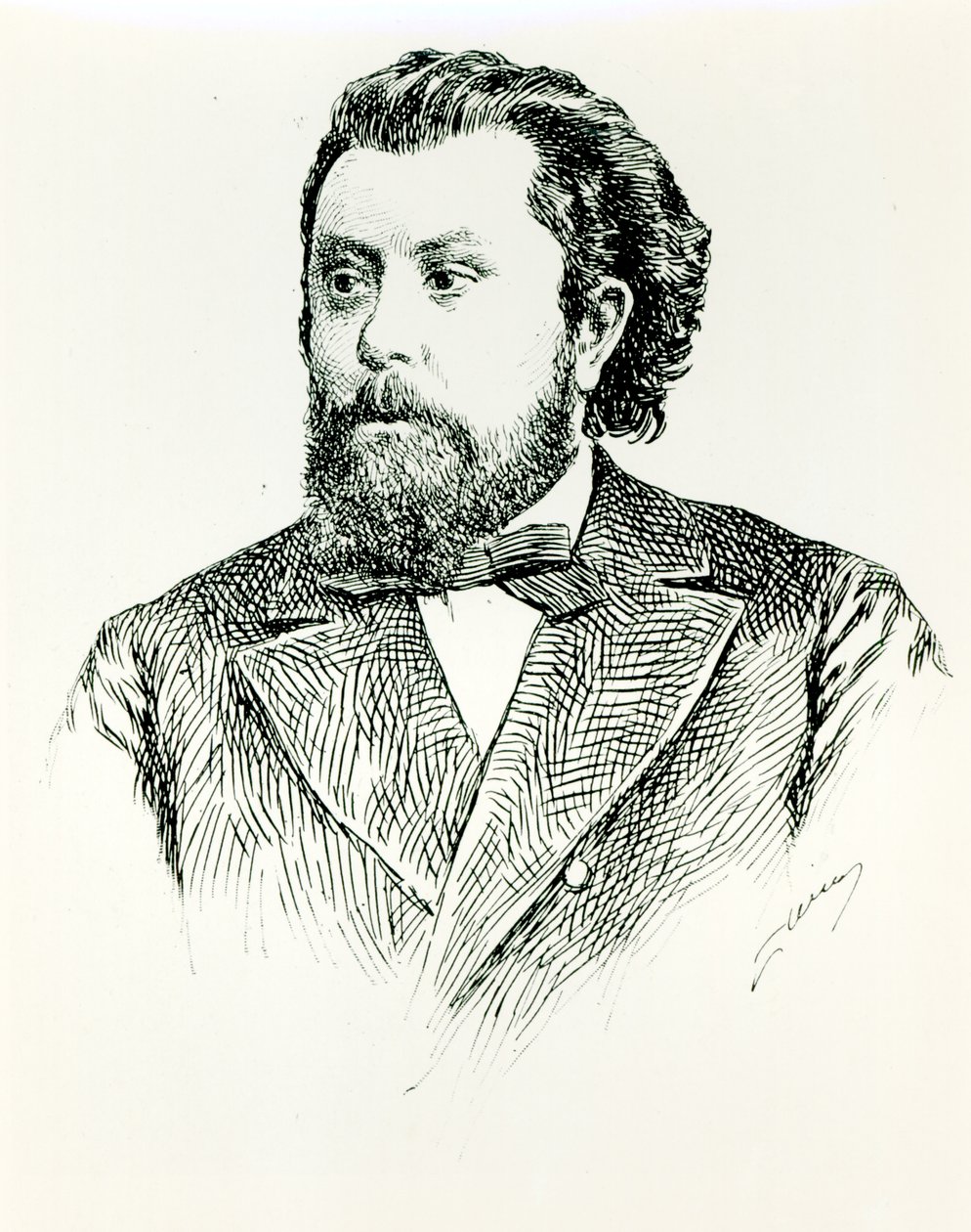 Modest Pietrowicz Mousorgski (1835-81), ilustracja z LHistoire de la Musique en Russie autorstwa Alberta Soubiesa, opublikowana w Paryżu, 1898 autorstwa French School