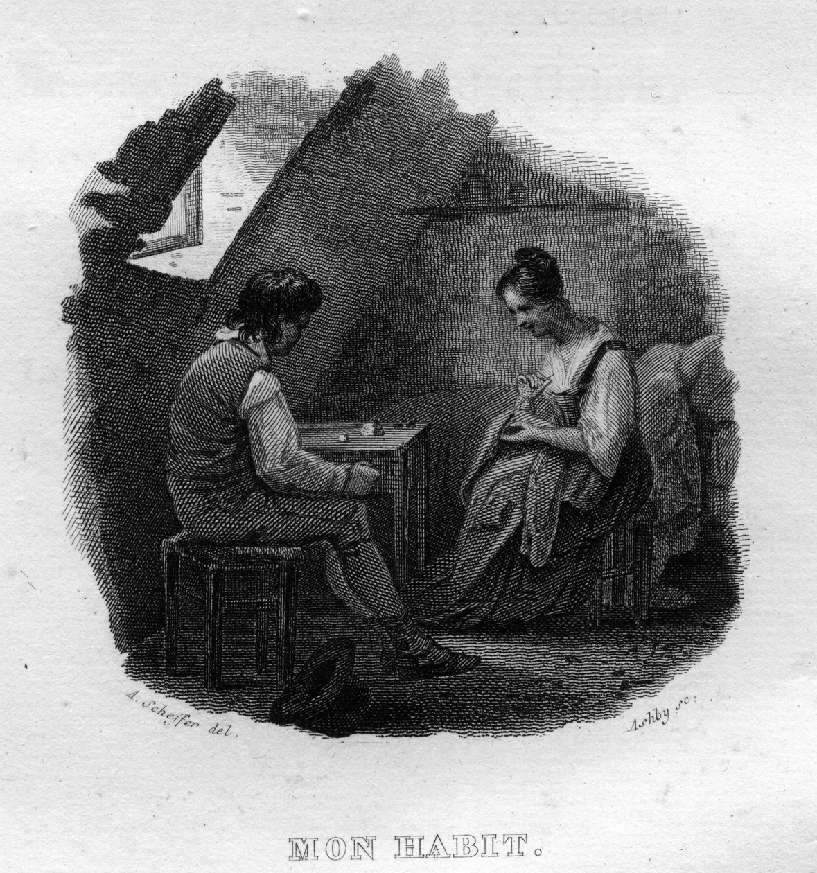 Mon habit Chanson de Beranger w „”Oeuvres completes”” (1834) Pierre’a Jeana de Berangera (1780-1857), francuskiego poety i autora piosenek. autorstwa French School