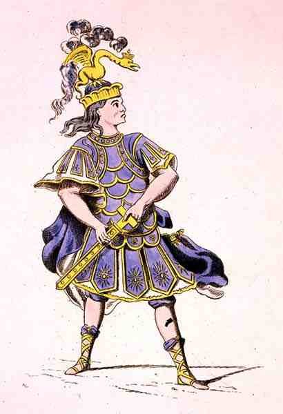 Monsieur Le Kain jako Achilles, w Ifigenii w Aulidzie, Jean Racine (1639-99) 1679 (kolorystyka) autorstwa French School