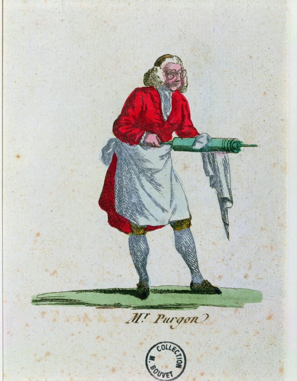 Monsieur Purgon, z Le Malade Imaginaire Moliera (1622-73) autorstwa French School