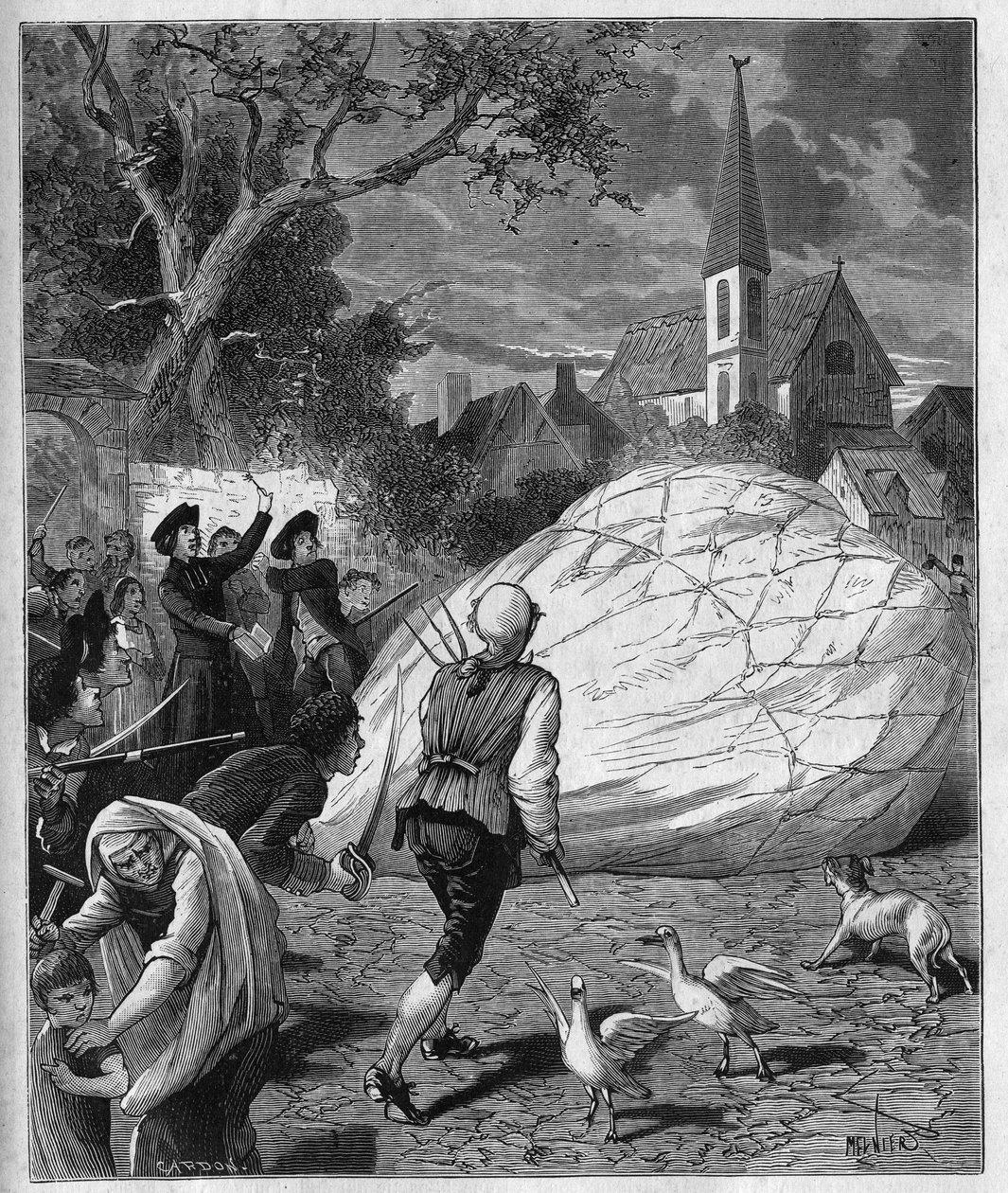 Balon aerostatyczny Monsieur de Montgolfier spadł do Gonesse (Val-d