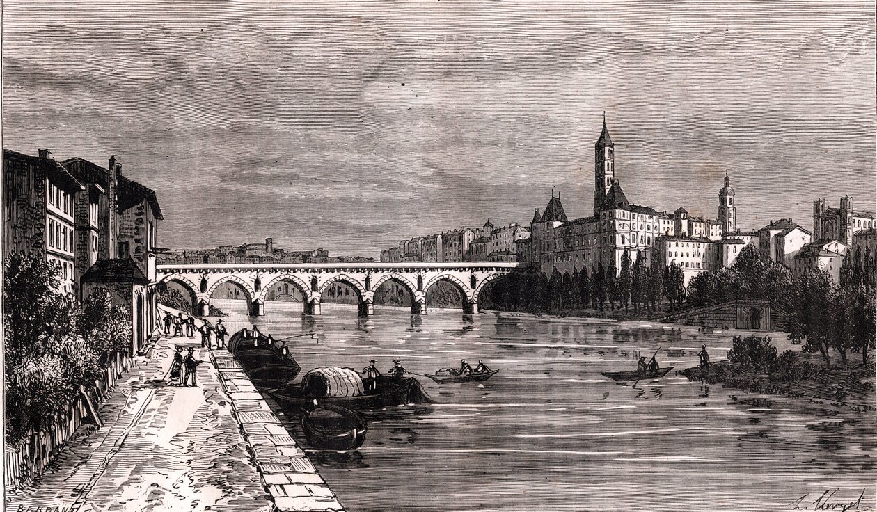 Montauban - Langwedocja-Roussillon-Midi-Pireneje - rycina w „La France illustree: geografia, historia, administracja statystyczna” autorstwa V.-A. Słodowo-Brązowy. 1884 autorstwa French School
