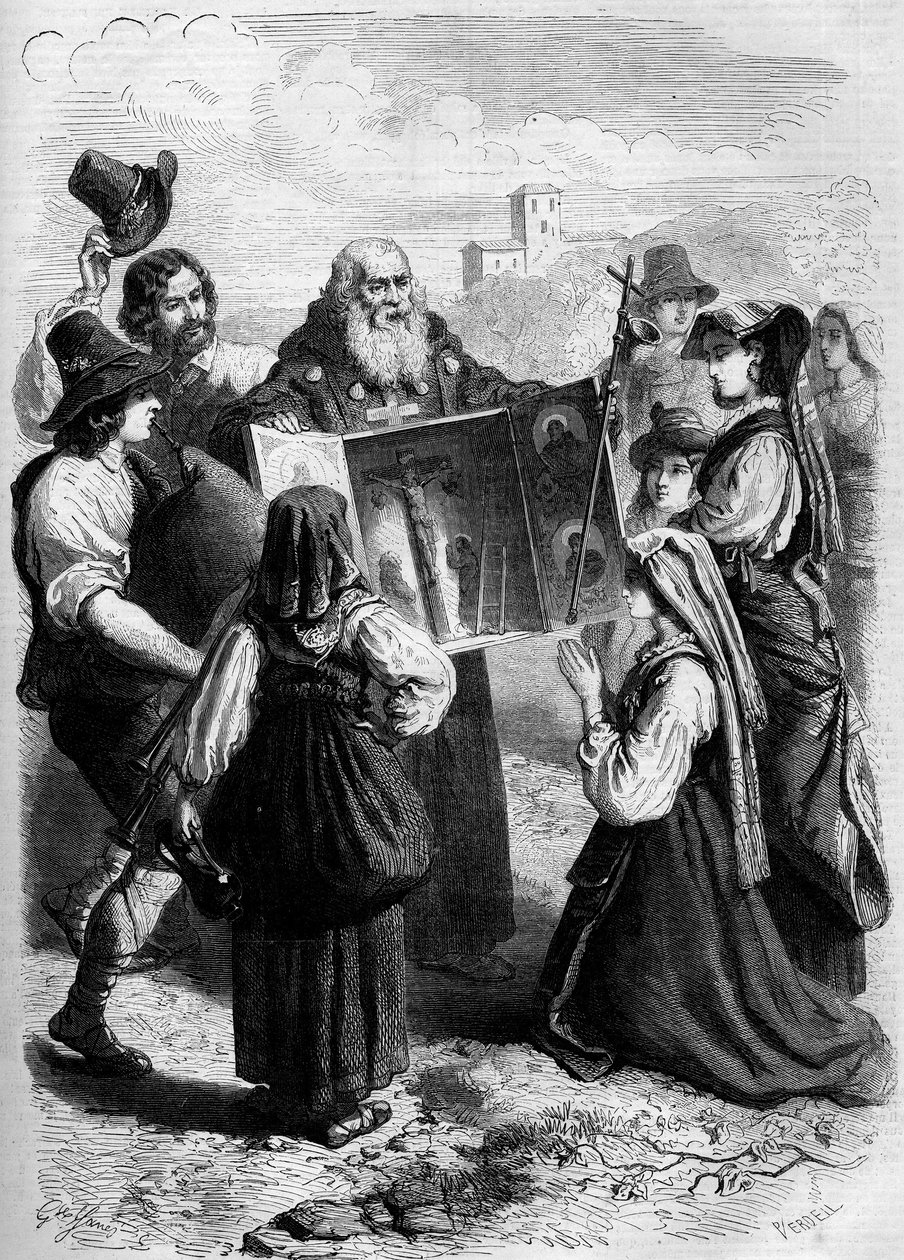Montrek relikwii w San Gennaro; Włochy autorstwa French School