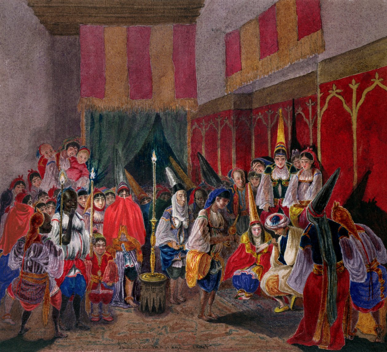Ślub Maurów w Algierii, ok. 1840-45 (wc na papierze) autorstwa French School