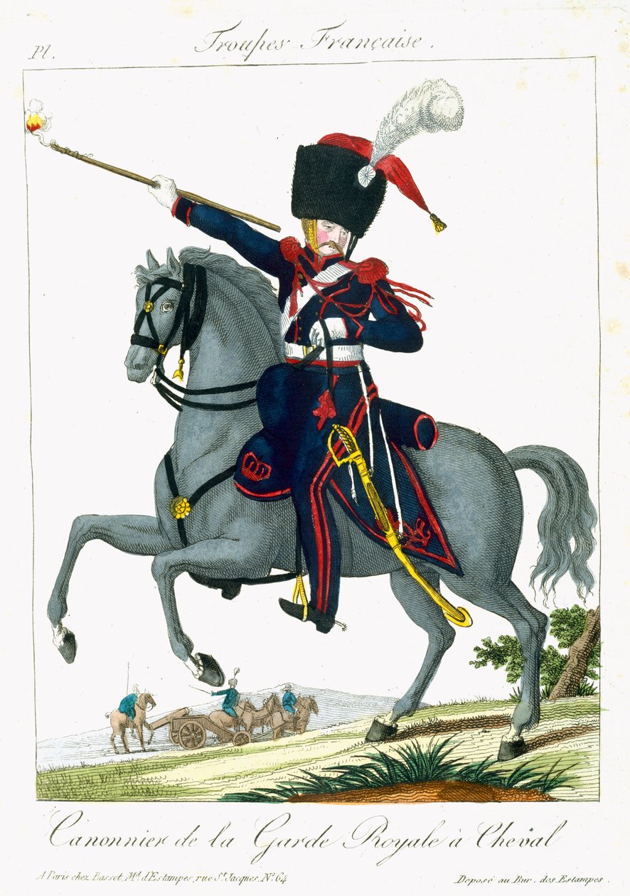 Kanonier konny Gwardii Królewskiej, z Troupes Francaises, wyd. chez Basset, Paryż, ok. 1790 autorstwa French School