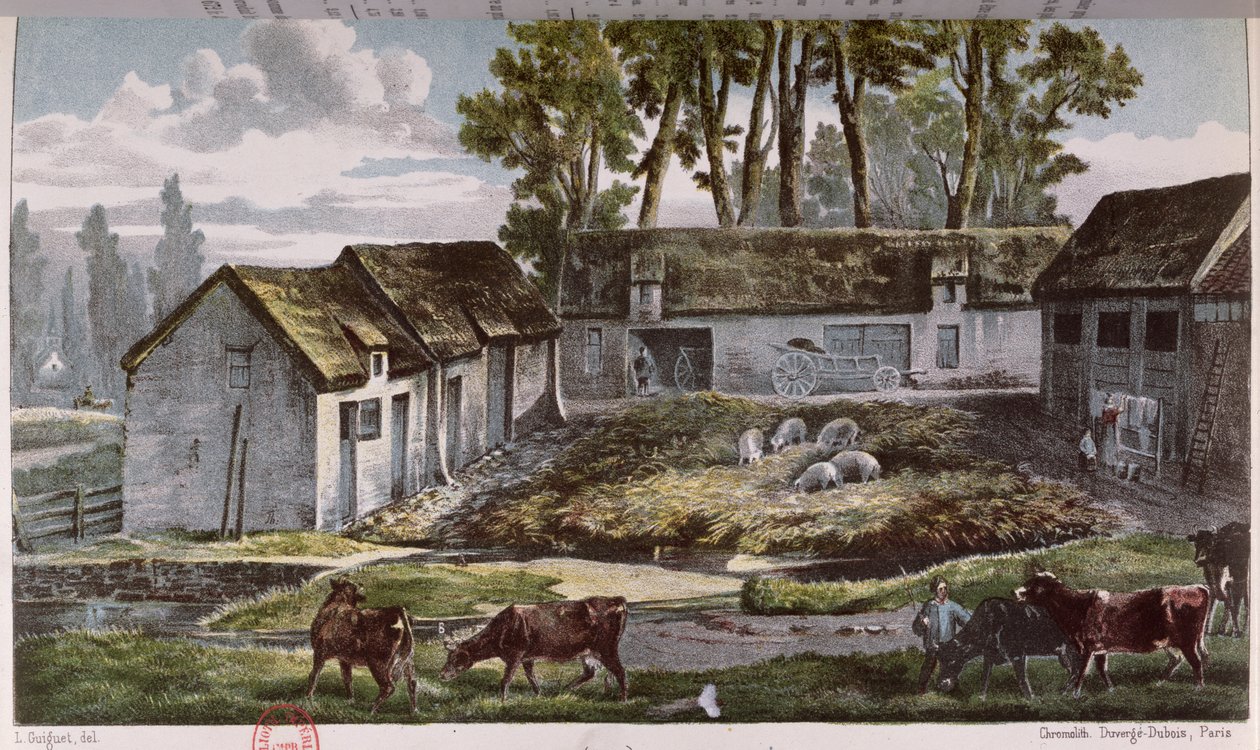 Farma pana Vandercolmesa w Armbouts-Cappel (Nord) przed ulepszeniem gnojowicy, 1867 autorstwa French School