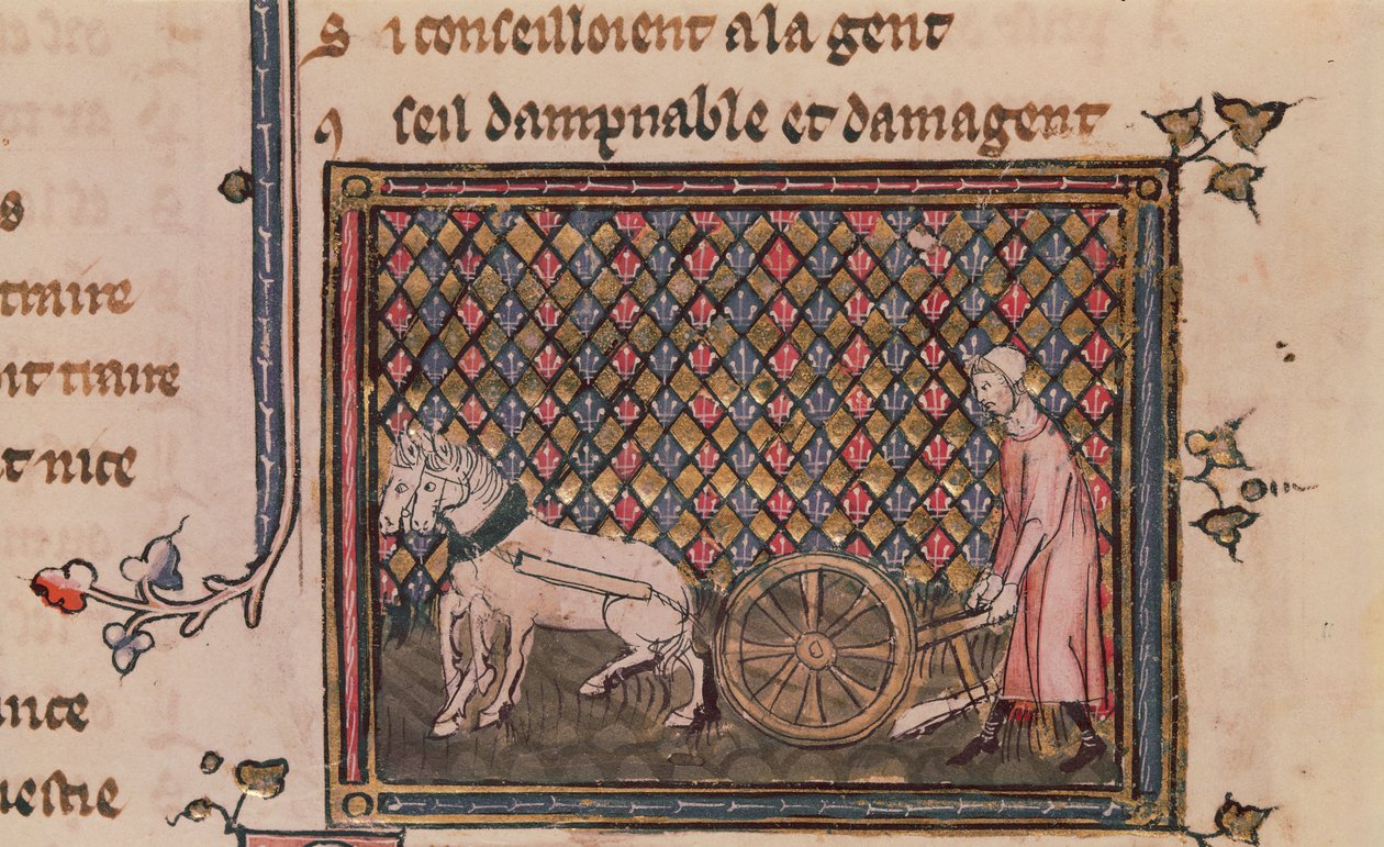Ms.1044 f.21v Człowiek zobowiązany do pracy na życie, z Ovide Moralise napisanej przez Chretiena Legouais autorstwa French School