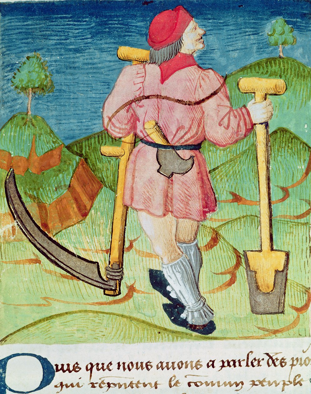 Ms.3066 fol.39v Robotnik, z Le Livre des echecs moralises, autorstwa Jacques de Cessoles autorstwa French School