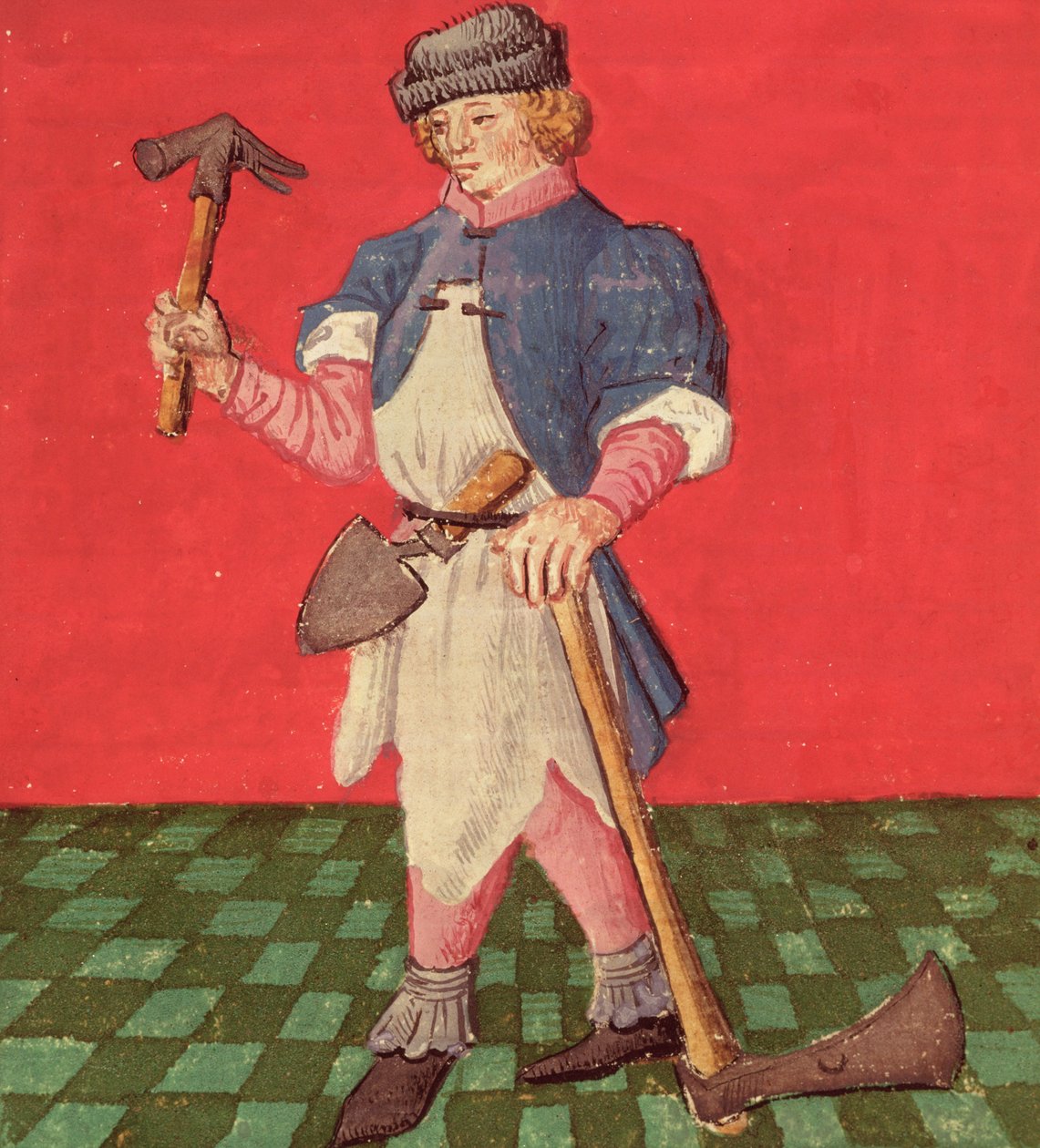 Ms.3066 fol.42 v The Blacksmith, z Le Livre des Echecs Moralises autorstwa Jacques de Cessoles autorstwa French School