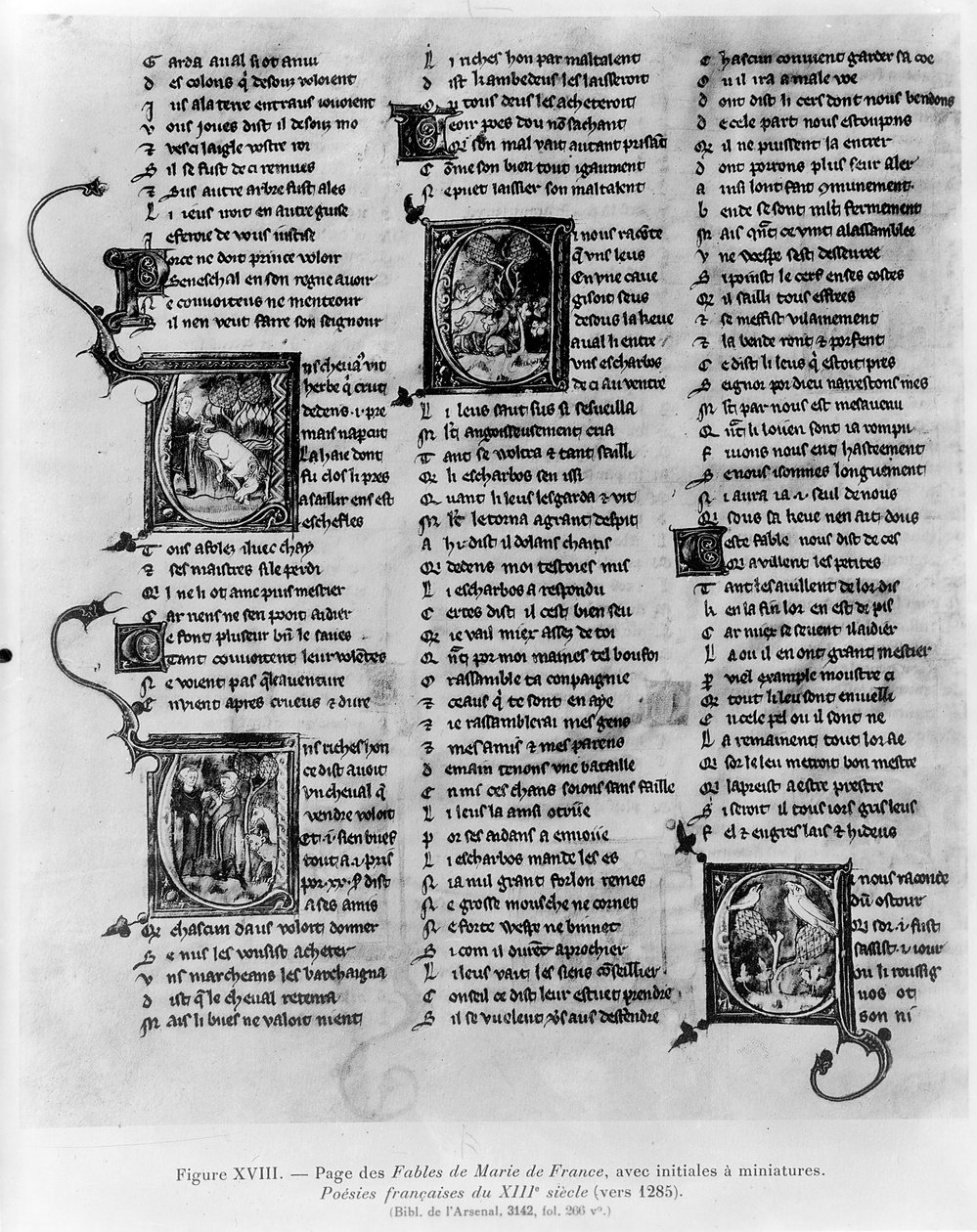 Ms.3142 fol.266 Bajki Marie de France (fl.XII wiek), z antologii wierszy francuskich, c.1280-90 autorstwa French School
