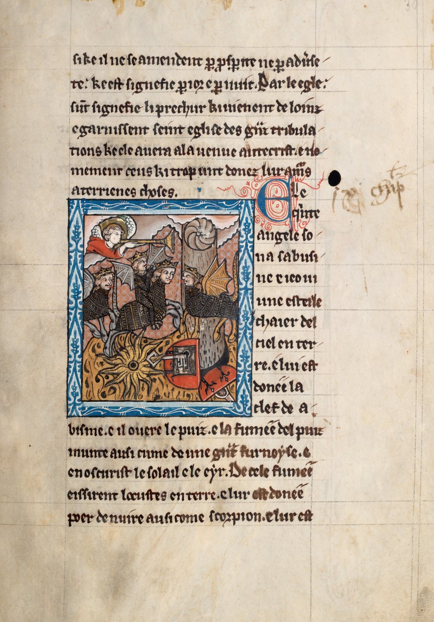 Ms65 f30r, Komentarz do Apokalipsy św. Jana, koniec XIII w. (pióro i atrament oraz tempera na welinie) autorstwa French School