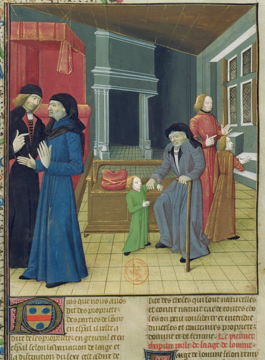 Pani Fr.9140 fol.102v. Sześć wieków człowieka z Księgi właściwości rzeczy Barthelemy langlais autorstwa French School