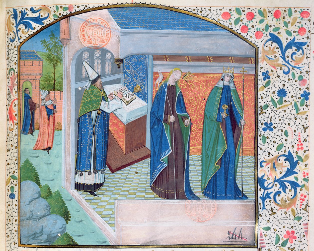 Ms 0338 f.1 Kościół i synagoga, ok. 1465-70 autorstwa French School