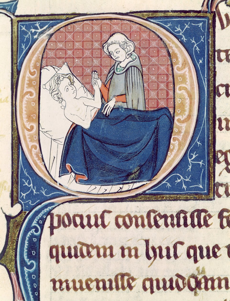 Ms 1003 f.185v Badanie pacjenta z Oeuvres de Galien Claudiusa Galenusa (ok.130-c.201) autorstwa French School