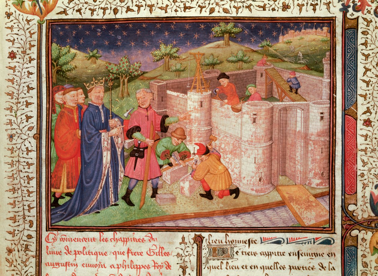Ms 1015 fol.1 Budowa Zamku, od Rządu Królów i Książąt autorstwa French School