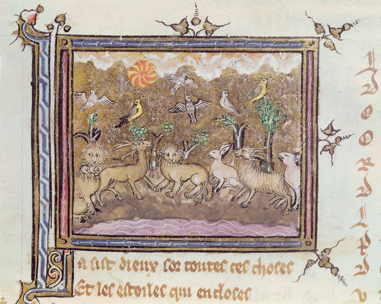 Ms 1044 fol.18 Stworzenie zwierząt z Ovide Moralise Chretiena Legouaisa autorstwa French School